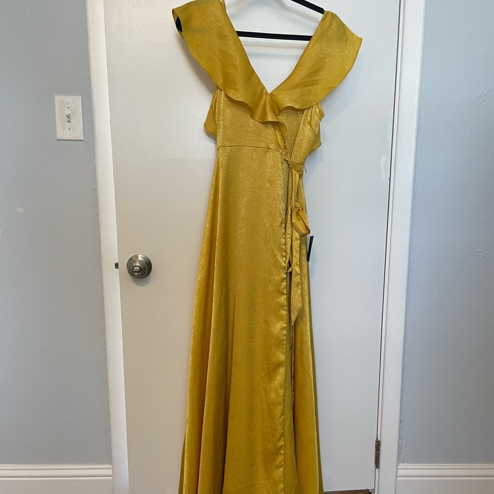 Lulu's Mustard Ruffle Maxi Dress - Picture 3 of 7